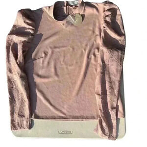 Apricot brand dusty rose sheer‎ sleeve blouse. Mock Neck.Dressy! NWT